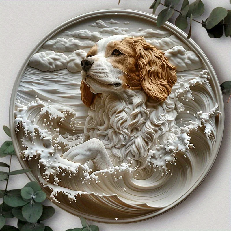 

Circular 2D Painting Dog Sign, Decorative Wall Poster for Living Room, Funny Home Decor, Great As Unique Gifts