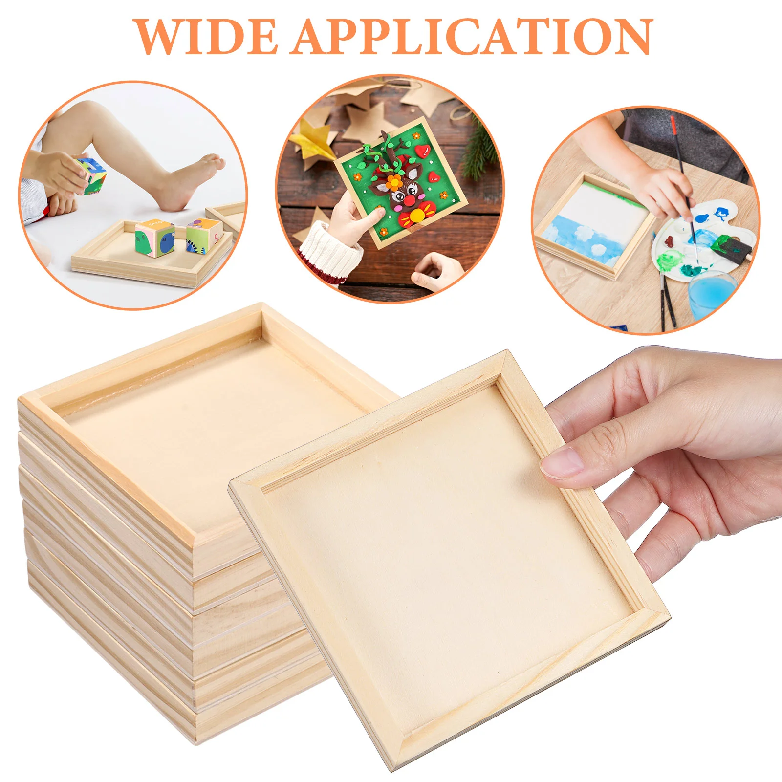 6 Pcs Plateau En Photo Puzzles Wood Trays Canvas Blank Bamboo for Crafts Office