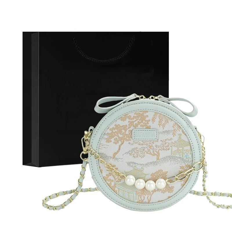 

Универсальная сумка, новая высококачественная нишевая сумка-мессенджер с цепочкой, модная простая маленькая круглая сумка с жемчугом, изысканная индивидуальная ретро-сумка