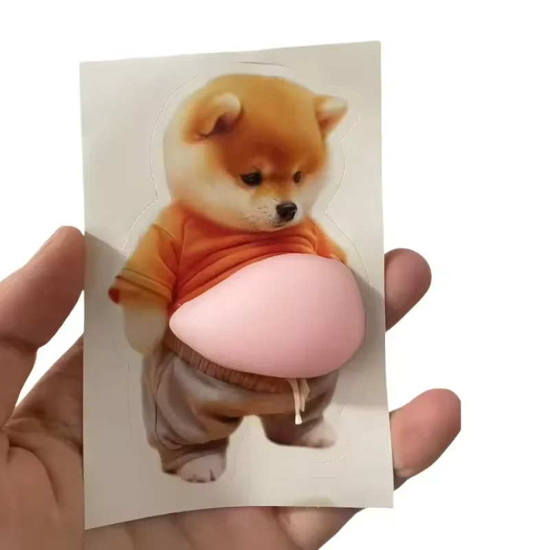 3D Shiba Inu Dog Belly Sticker Creative Cartoon Car Door Anti-Collision Phone Case Stickers Cute Puppy Silicone Self-Adhesive