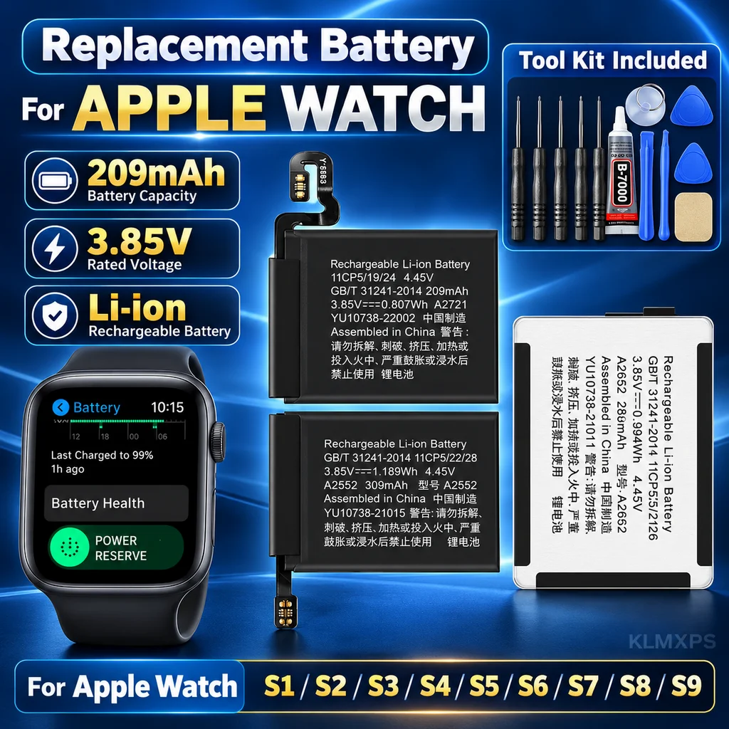 Replacement Smartwatch Battery For Apple Watch Ultra/SE Series 1 2 3 4 5 6 7 8 S1-S8 GPS/LTE 38/40/41/42/44/45 With Tool Kit