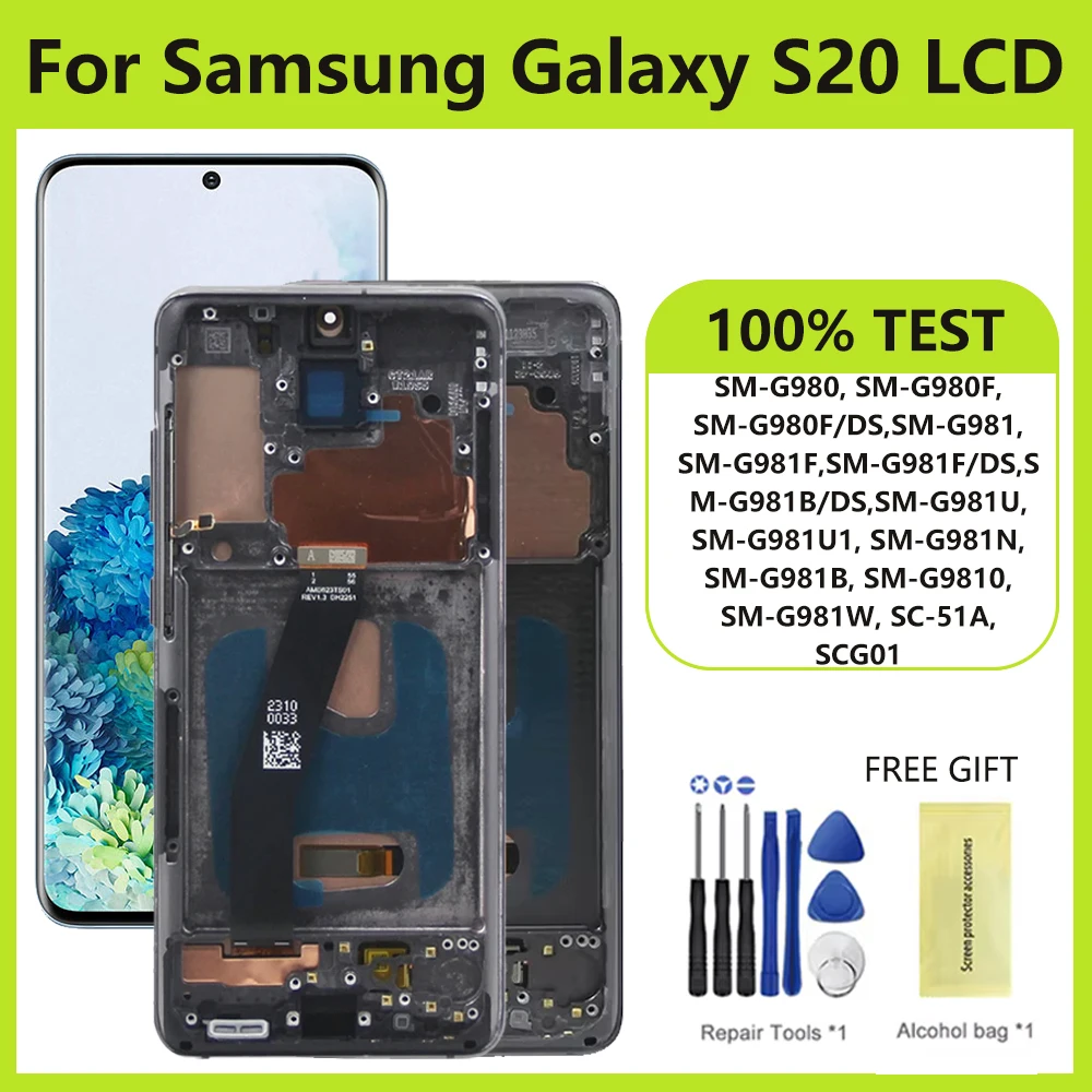 Super AMOLED LCD For Samsung Galaxy S20 G980 G981 LCD Display Touch Screen Assembly Digitizer Replacement