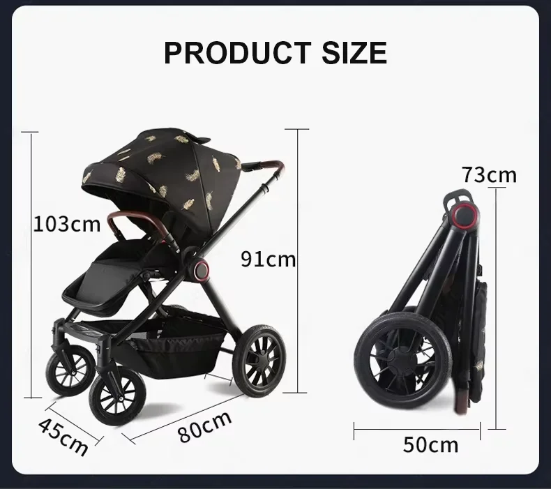 New baby stroller can sit and lie down lightweight folding high-view shock-absorbing baby carriage four wheels for travel car