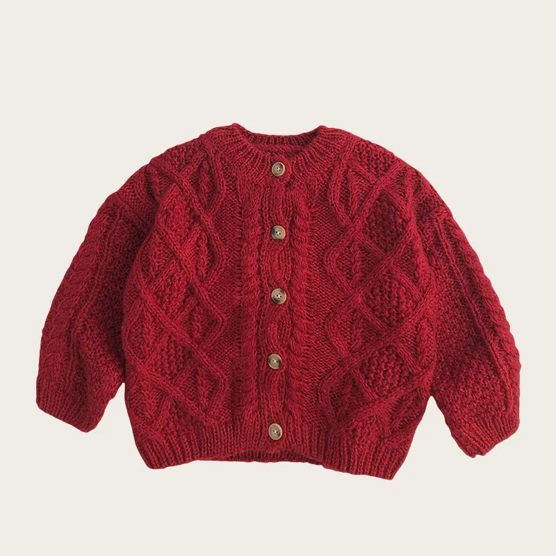 

Toddler Girl Boy 1-6Y Christmas Cable Knit Cardigan Warm Vintage Knitted Baby Sweaters Autumn Winter Outfit for Kids Clothes