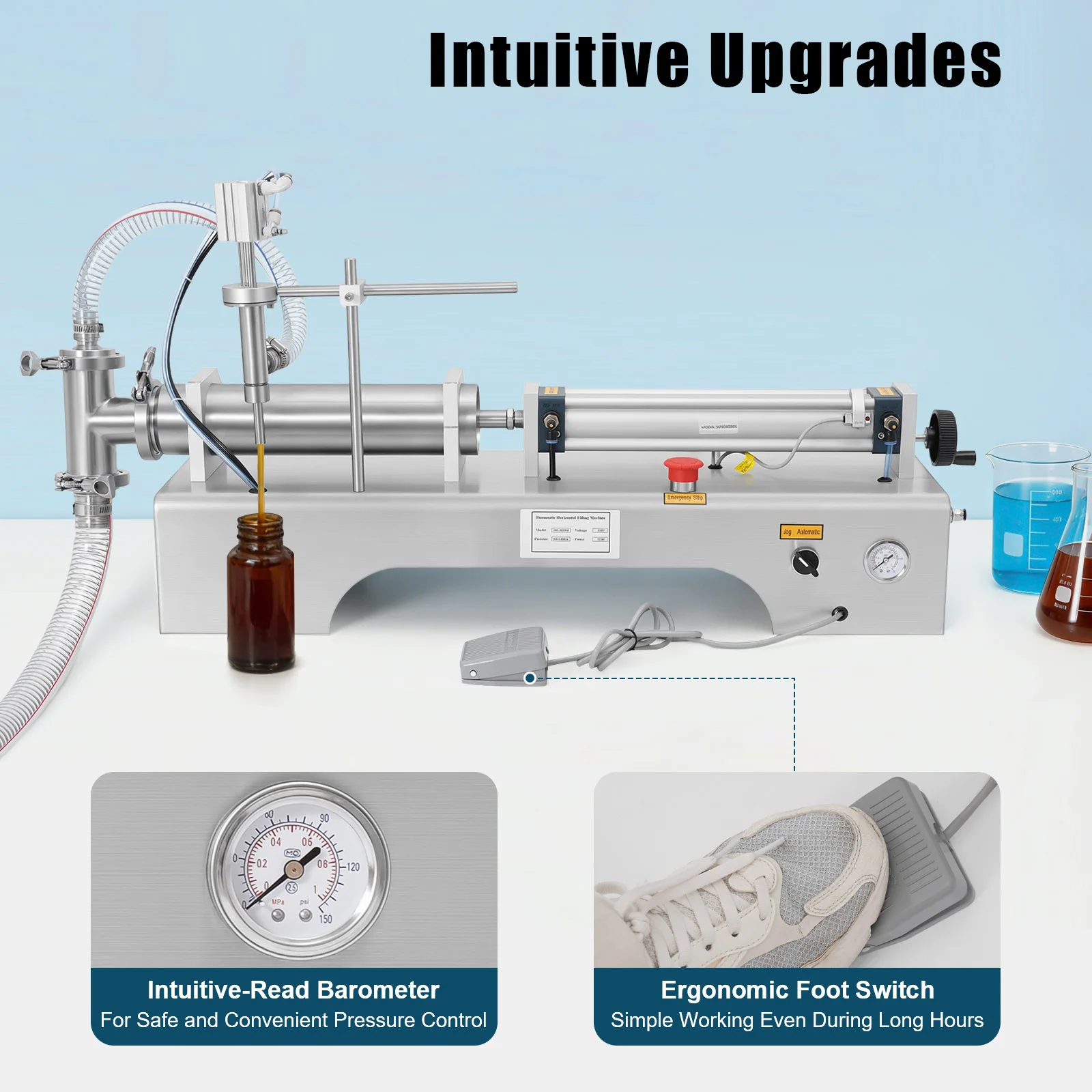 100–1000 ml horizontale pneumatische Flüssigkeitsfüllmaschine, quantitative automatische und steuerbare Füllung, für Saft- und Bierkosmetik – Detail 9