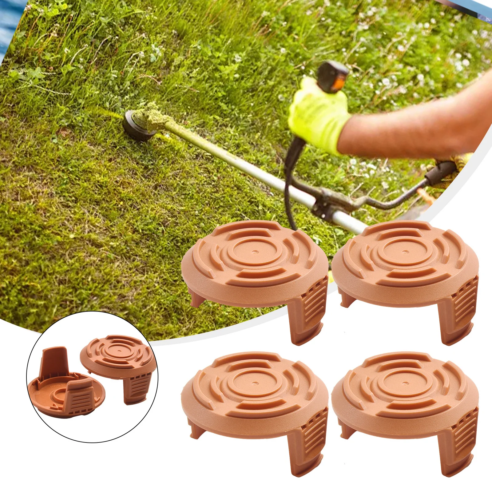 4 Pieces Spool Line Cap Cover Compatible with For Worx String Trimmer WA0010 WG150 WG151 WG152 WG153 WG154 WG155