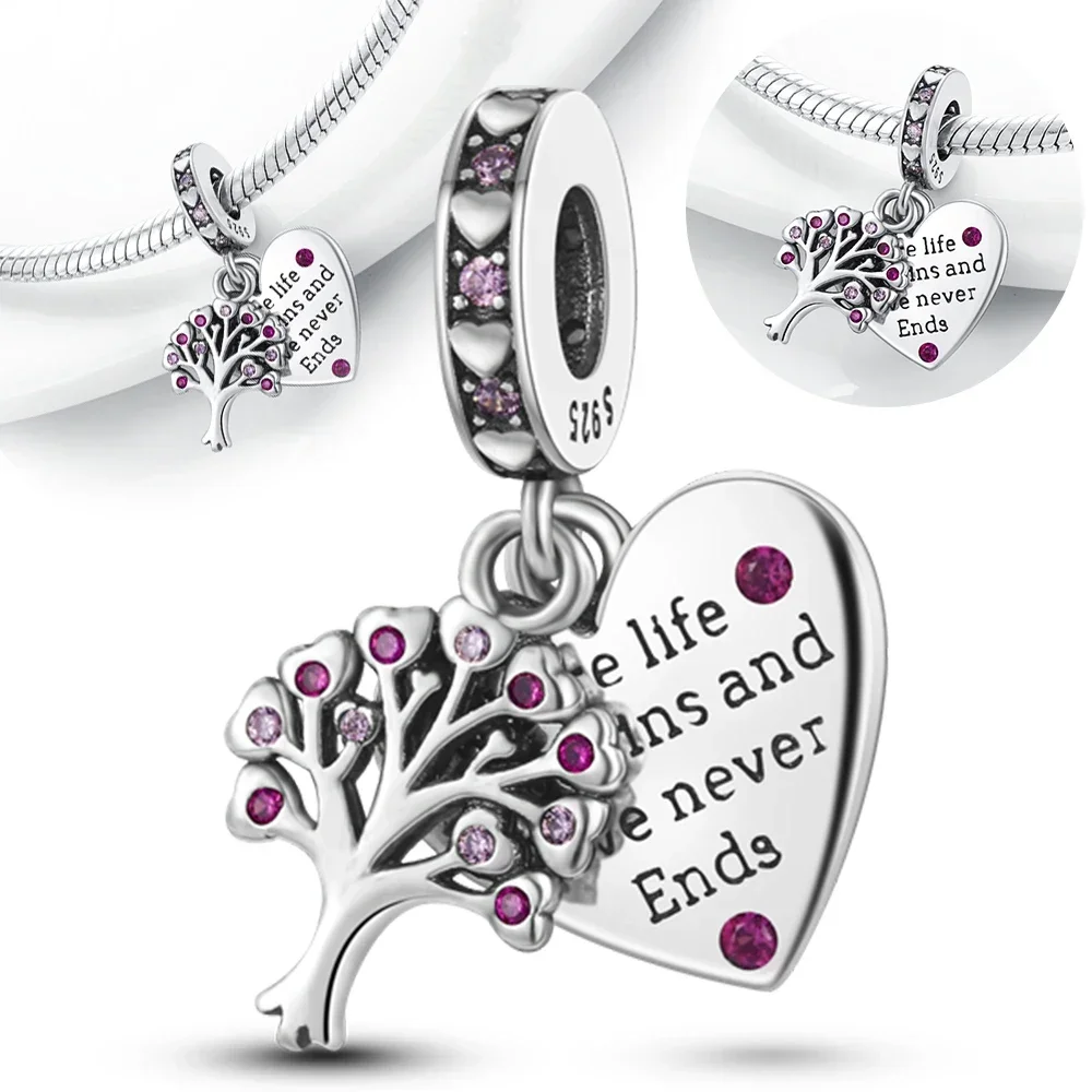 925 Sterling Silver Family Life Tree Pendant Forever Friends Charm Original Charms Bracelets for Women DIY fine Jewelry gifts