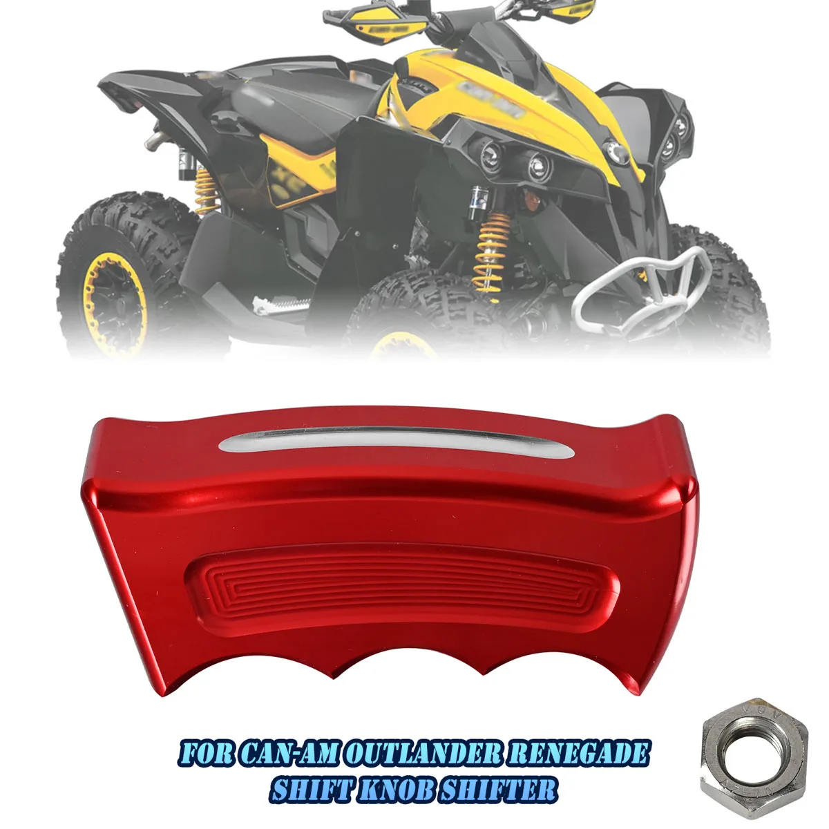 Custom Billet Pistol Grip Shift Knob Shifter Red CNC Machined Aluminum For Can-Am Renegade 500 570 800 800R 850 1000 1000R