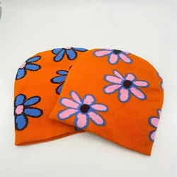 1 pc jacquard kidsren's beanie, fashion lovely garden style flower pattern针织帽, suitable for travel, seaside, outdoor