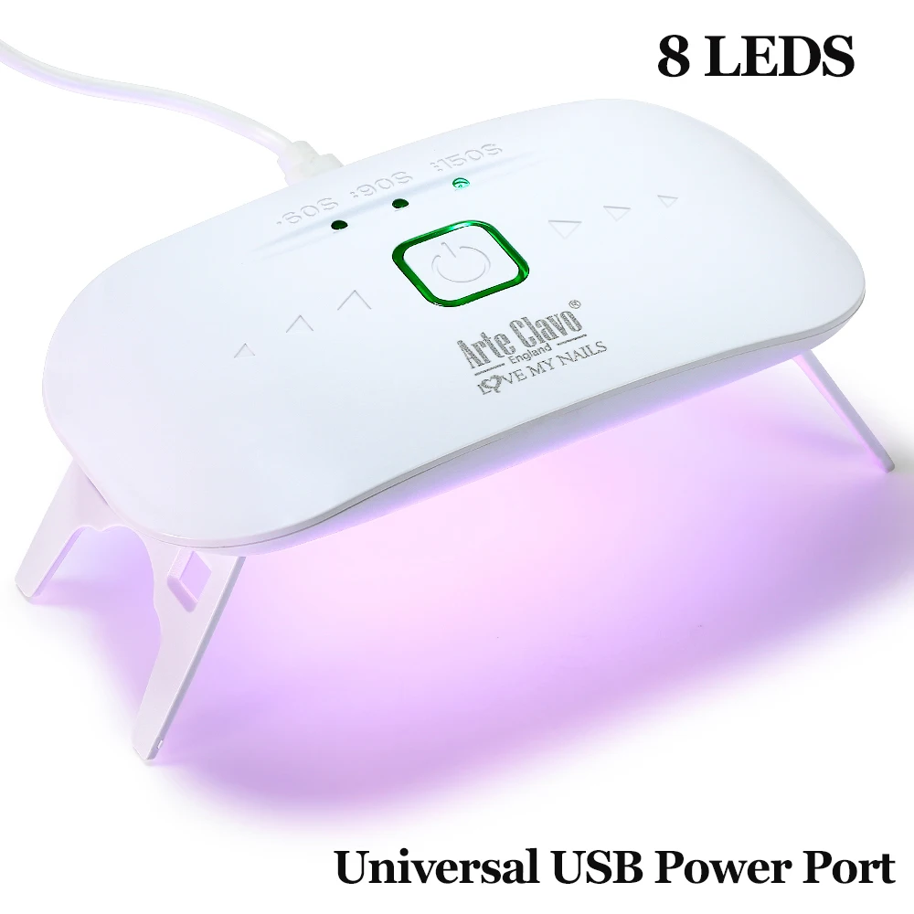 8W Mini Nail Dryer Machine Portable 8 LED UV Manicure Lamp Home Use Nail Lamp For Drying Polish Varnish With USB Cable Nail Tool