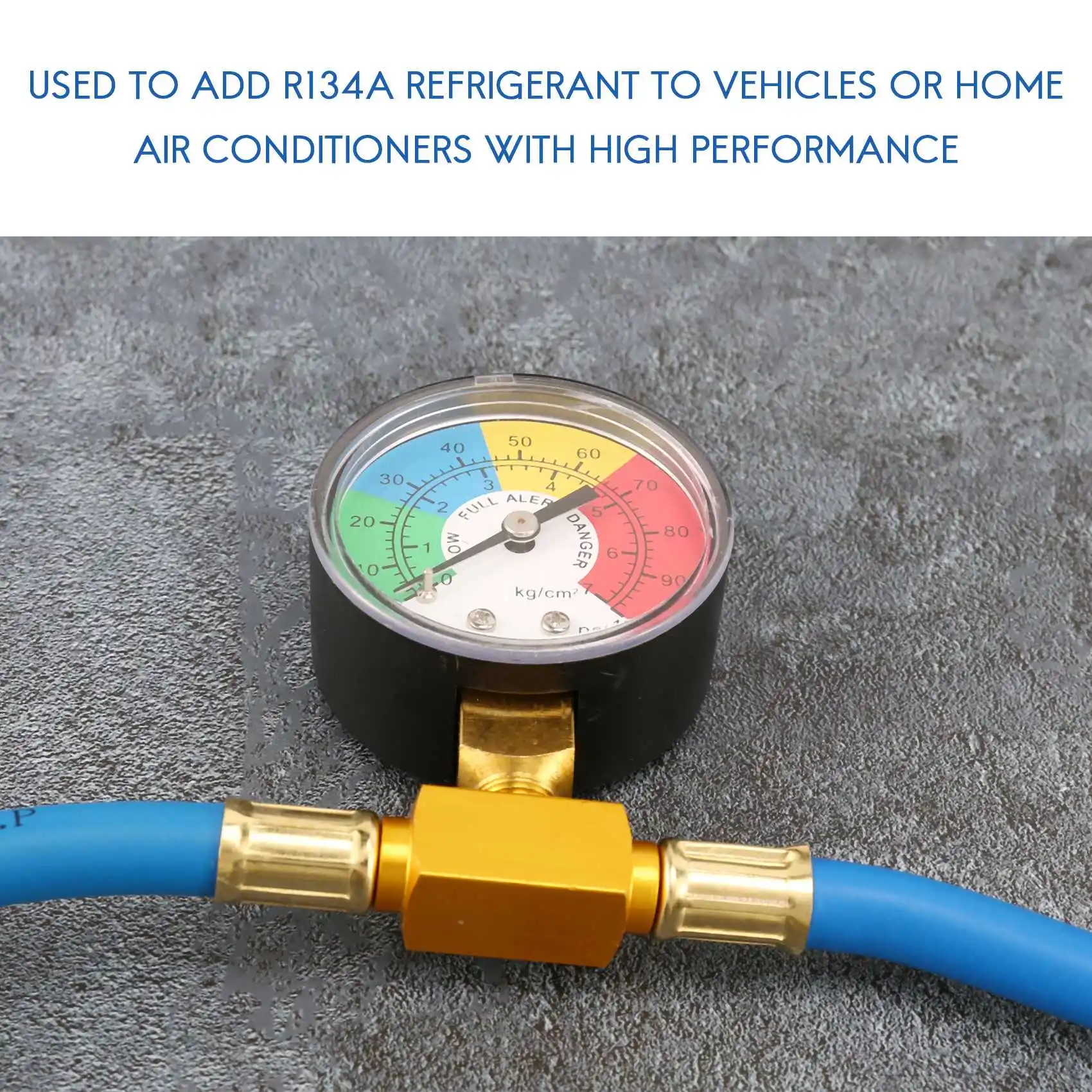 RA-R134A Car Ac Refrigerant Charge Hose Kit Recharge Hose With Gauge,A/C 1/2 Recharge Measuring Kit Can Tap Air Conditioning