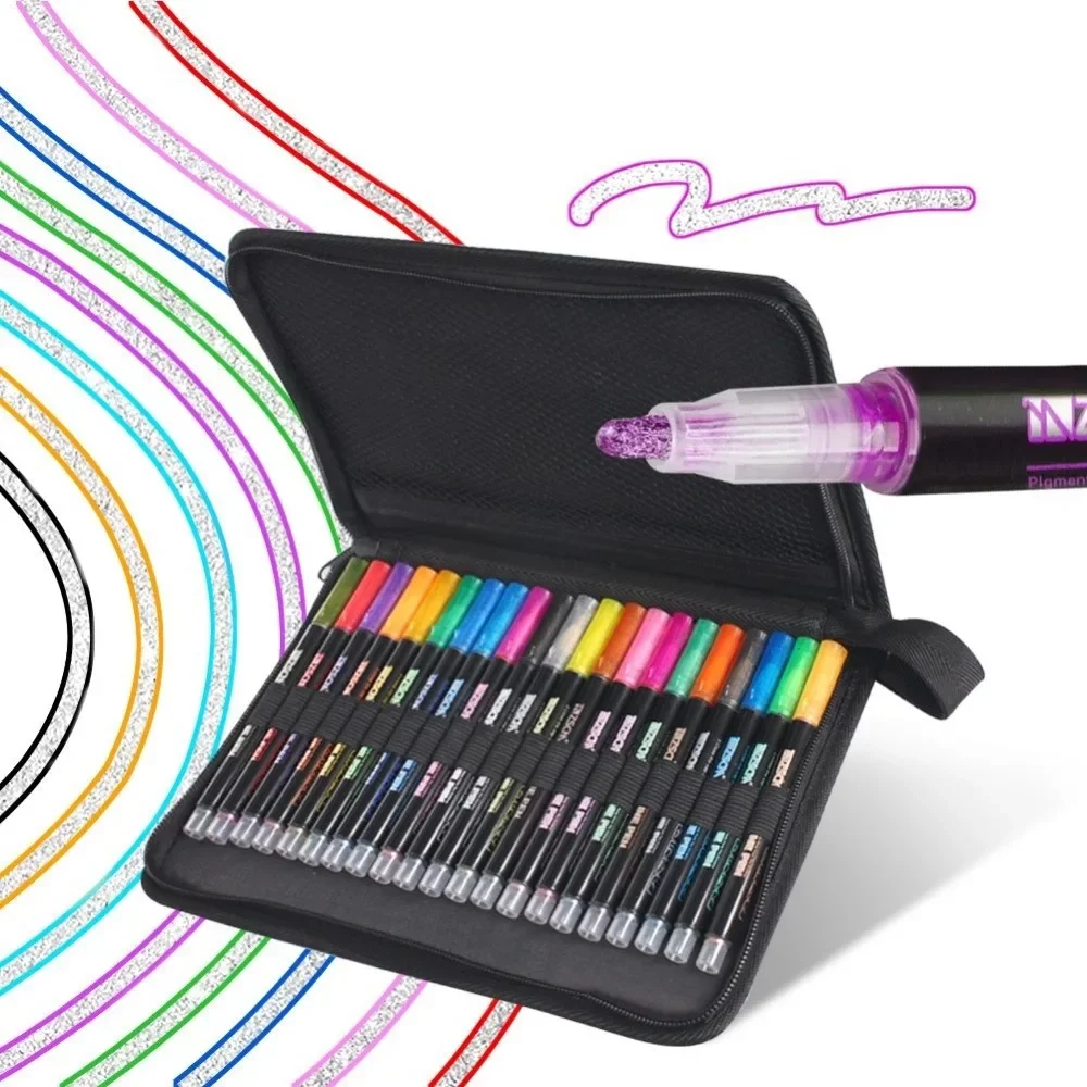 12/21 Colors Metallic Markers With Case Paint Outline Pens Gift Card Rock Painting Scrapbook Crafts Metal Birthday Ceramic Glass