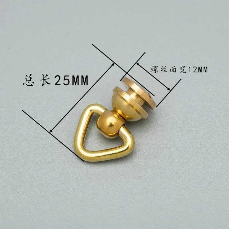 Solid Brass Ball Stud Rivets w/screws D-Ring Triangle-ring 360 Degree Rotate Head Spikes Buttons Leather Decor Handbag Phone