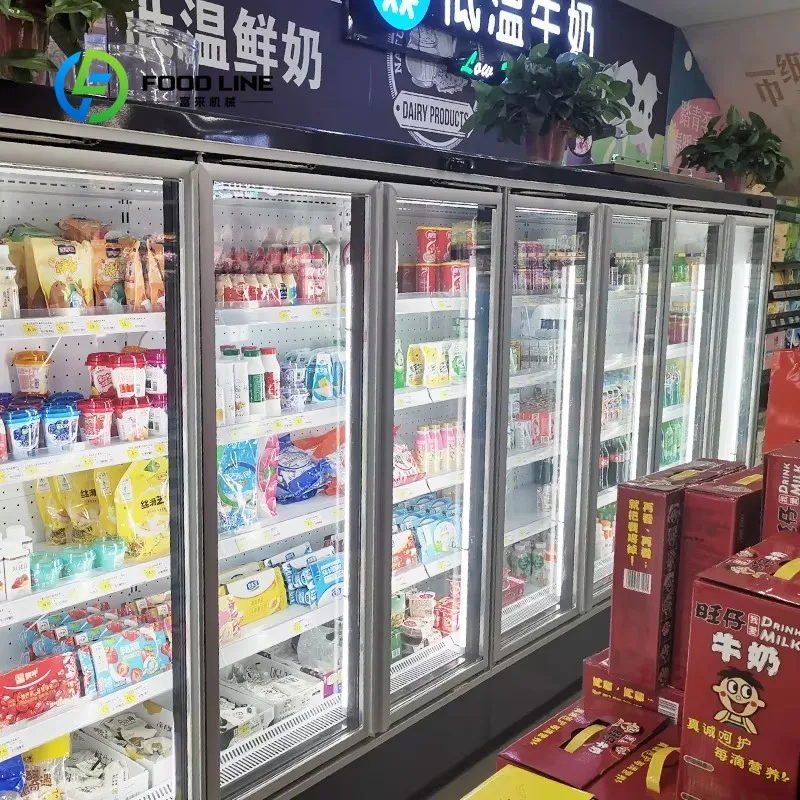 Customized size Commercial 6 glass door beer milk refrigerator display freezer supermarket multi-layer refrigerator