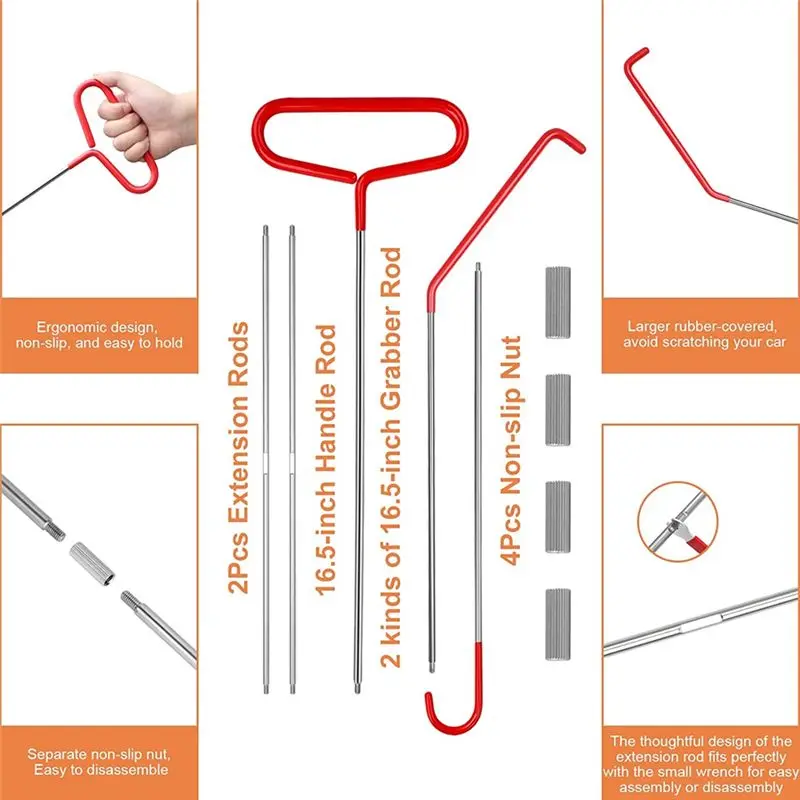 AA77 19 Pieces of Home Maintenance Tools, Long-Distance Hook Tools, Stainless Steel Door Opening Tools