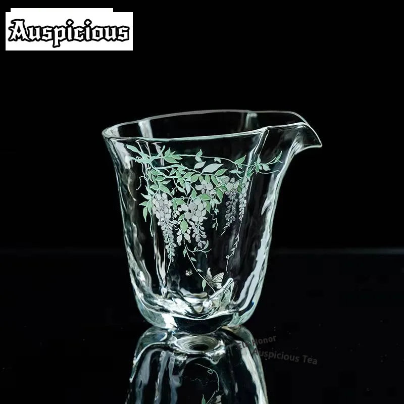 

210ml High-end Wisteria Flower Glass Tea Pitcher Exquisite Malus Ice Crystal Cha Hai Justice Cup Green Tea Drinkware Accessories
