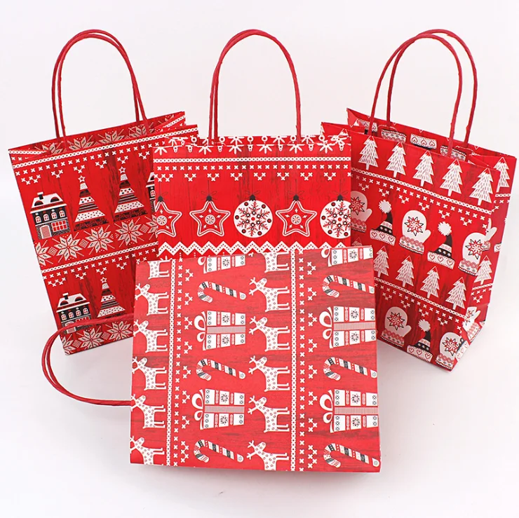 2021 NEW  High Quality Christmas Shopping Bag Gift Bag Kraft Paper Bag