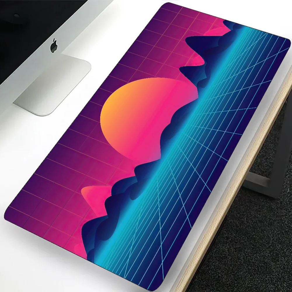 Neon Retrowave Synthwave Art Large Gaming Mouse Pad Computer Mousepad PC Gamer Laptop Mouse Mat XXL Office Keyboard Mat Desk Pad