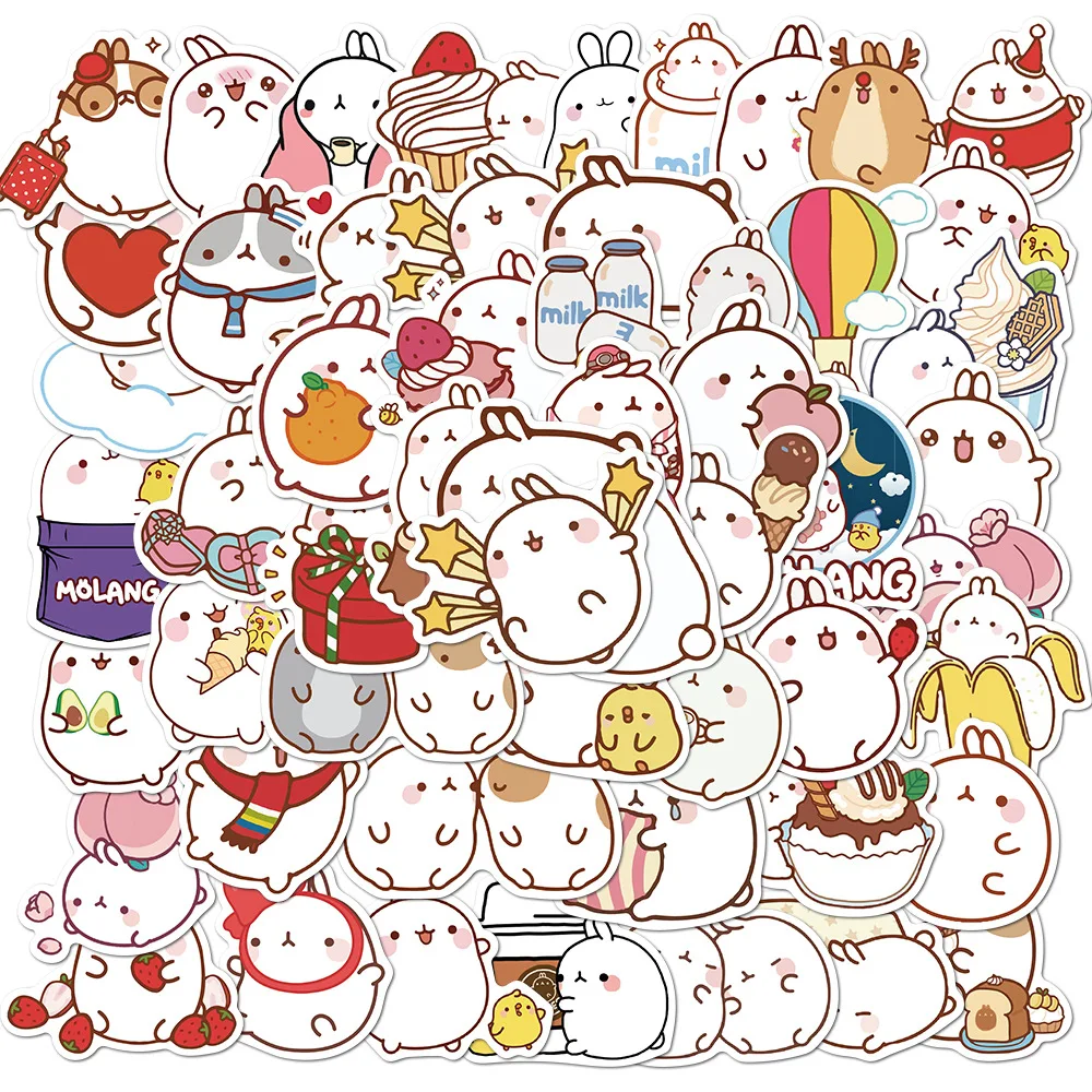 50Pcs Cartoon Cute Fat Rabbit Stickers Pretty Kawaii DIY Toys Skateboard Laptop Cup Bike Motorcycle Phone Luggage Kids