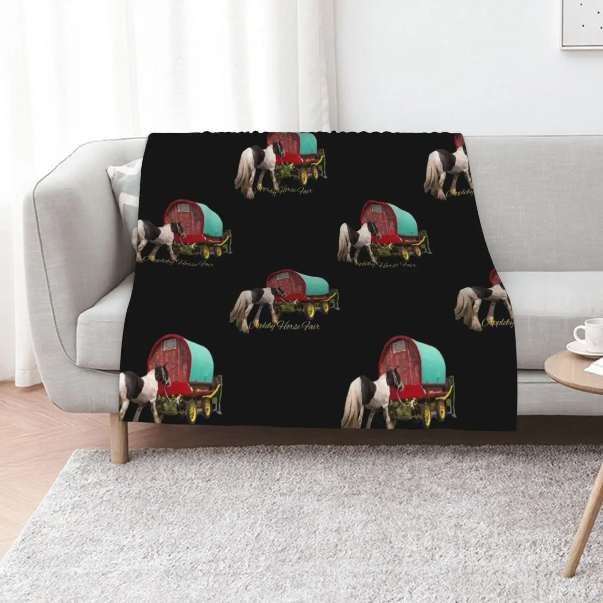 

horse drawn caravan, Appleby fair Throw Blanket Sofas Luxury Large Plaid on the sofa Blankets