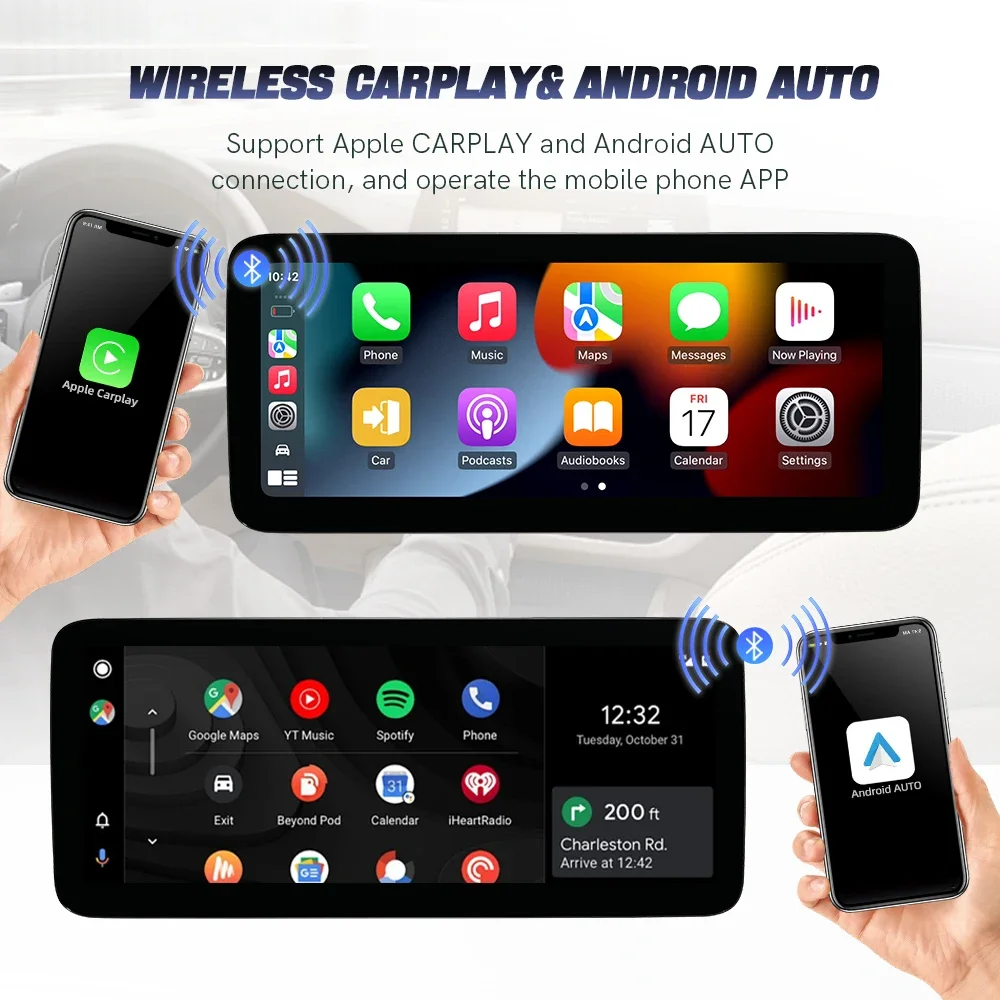 12,3-дюймовый экран Android 13 AUTO Car Carplay для Mercedes Benz C Class W204 W205 NTG5.0 2015-2018 Автомобильное GPS-радио FB BT 4G