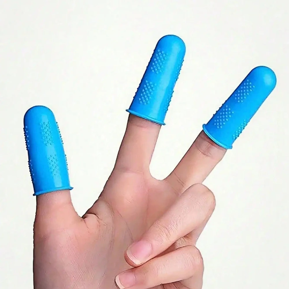 3pcs Finger Protector Anti-cut Silicone Gel Tube Hand Bandage Heat Resistant Finger Sleeves Great Cooking Kitchen Tools(Blue) - Detail 1