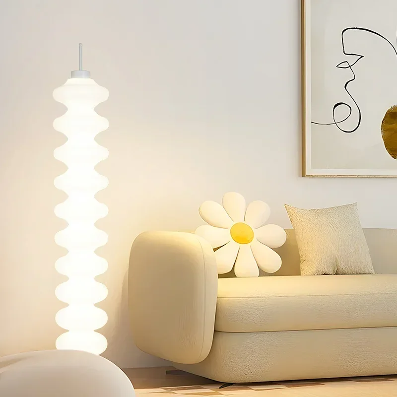 الحديثة LED السكر القرع مصباح أرضي غرفة المعيشة غرفة نوم كريم نمط الديكور أجواء ضوء مادة الاكريليك مصباح أرضي عمودي