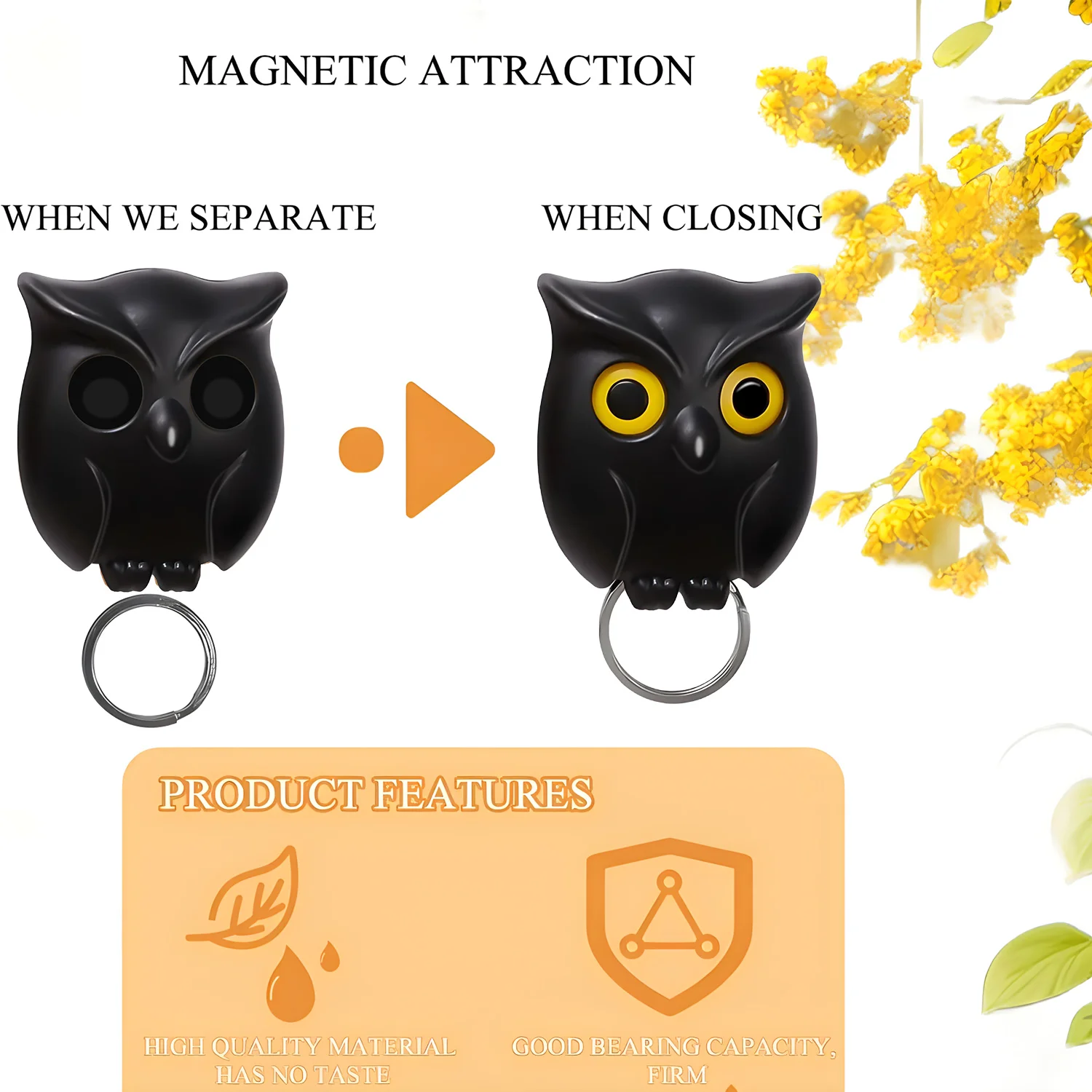 Hot Creative Owl Night Wall Magnetic Key Holder Magnets Hold Keychain Key Hanger Hook Hanging Key Will Open Eyes Home Decoration