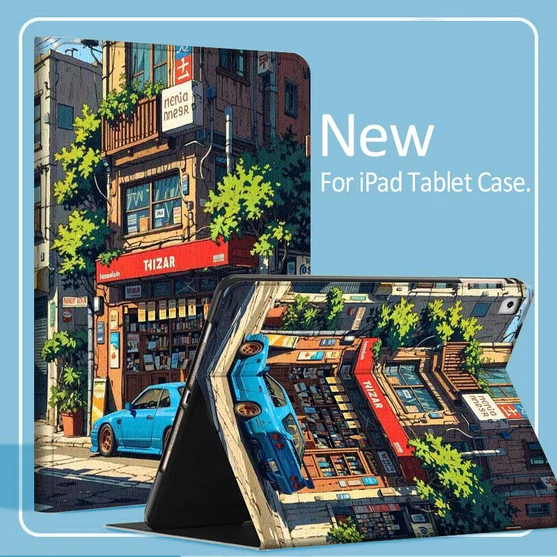 

Anime Car illustration Tablet Case For iPad Pro Air Mini 1 2 3 4 5 6 7 7th 8th 9th 10th 11th 10.2 9.7 10.5 10.9 11 2024 2025