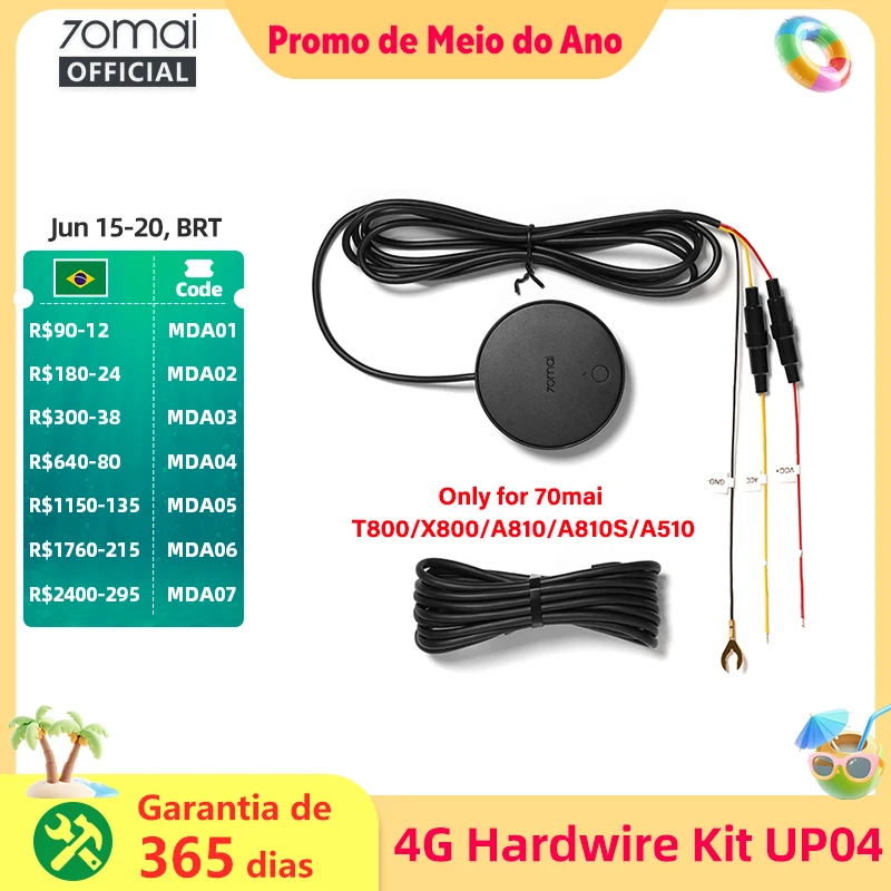 Kit de Conexão Dedicada 4G 70mai UP04 para Módulo 4G LTE 70mai T800 A810S A810 A510 X800 X200 com Controle Remoto e Transmissão ao Vivo 70mai UP04