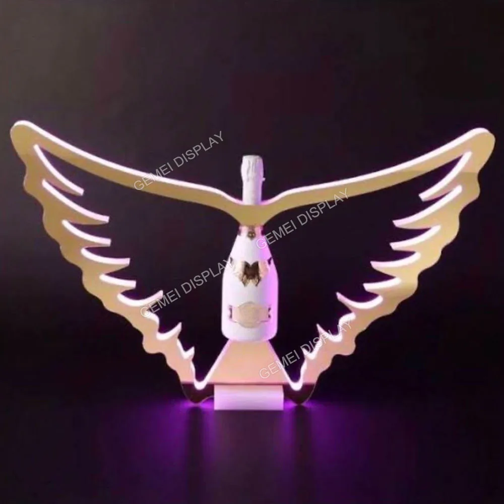 Glow OEM Venue Lounge NightClub Bar Grill Name LED Wings Angle Champagne Bottle Presenter Glorifier Display VIP Service Display