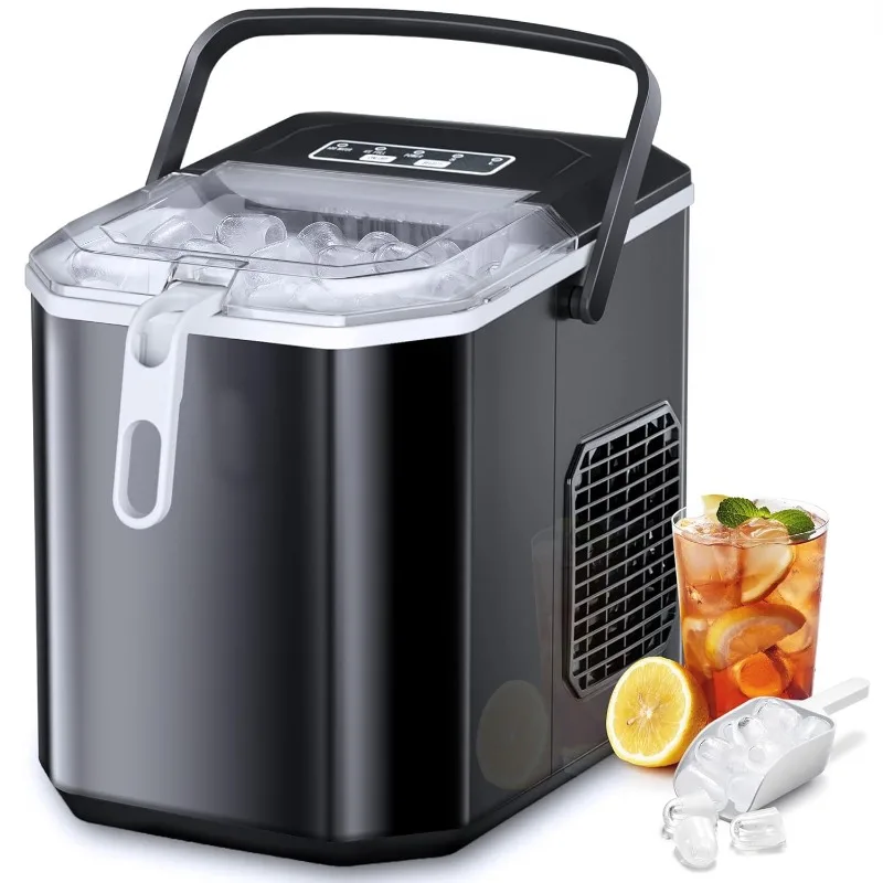 

COWSAR Portable Countertop Ice Maker Machine, 6 Mins/9 Pcs Bullet 26.5lbs/24Hrs with Self-Cleaning, Ice Scoop and Basket