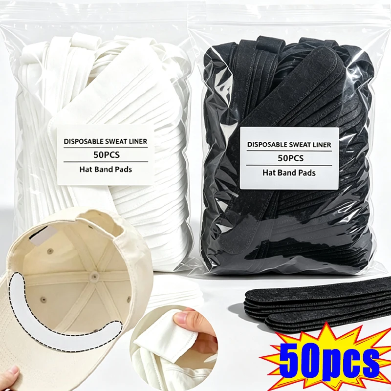 10-50pcs Women's Hat Sweat Absorber Stickers Men Anti-dirt Sports Belt Cap Rim Invisible White Tape Hat Size Reducer Liner Pads