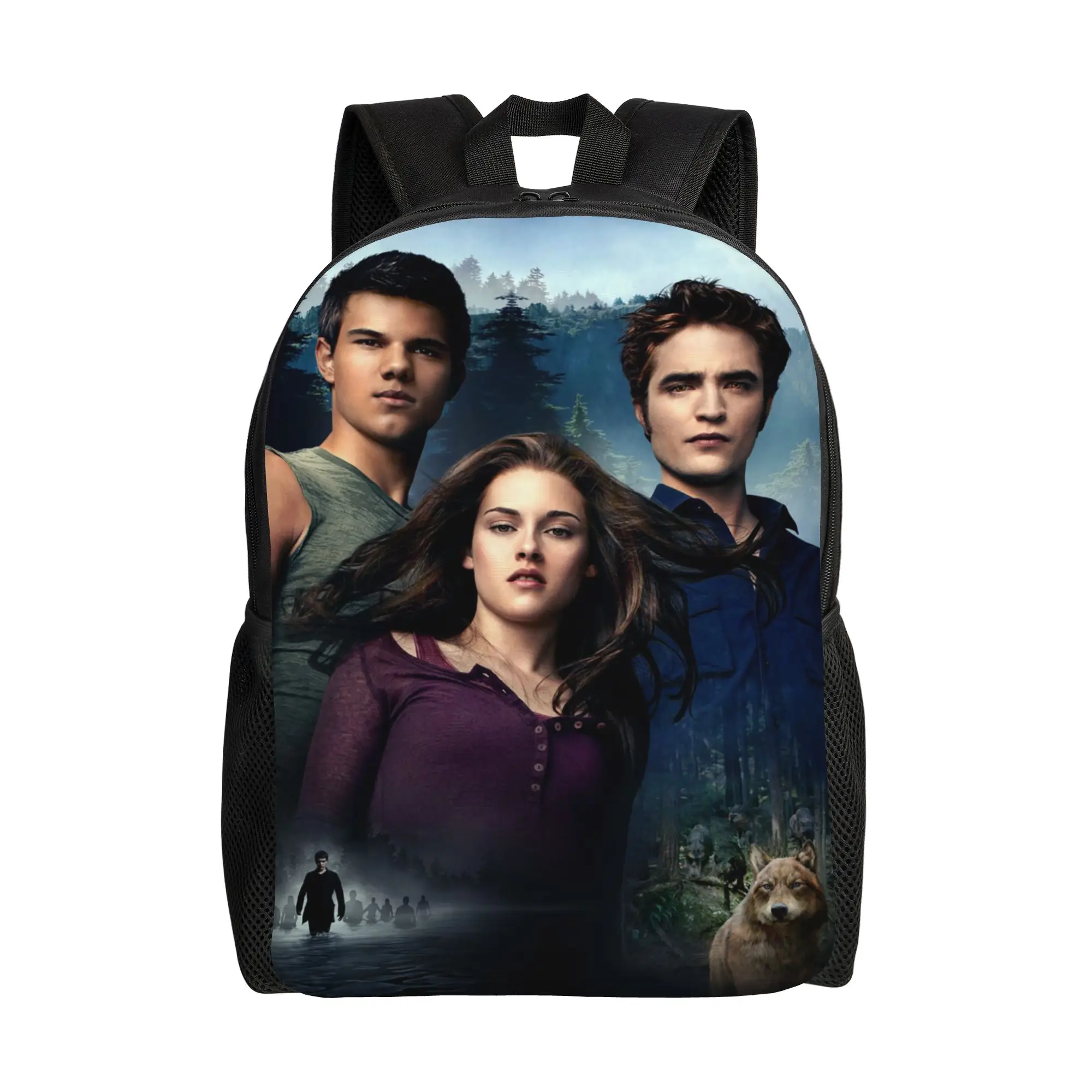 Vampire The Twilight Saga Backpack for Men Women High School Travel Daypack Edward Bella Jacob Black College Canvas Bags Sports