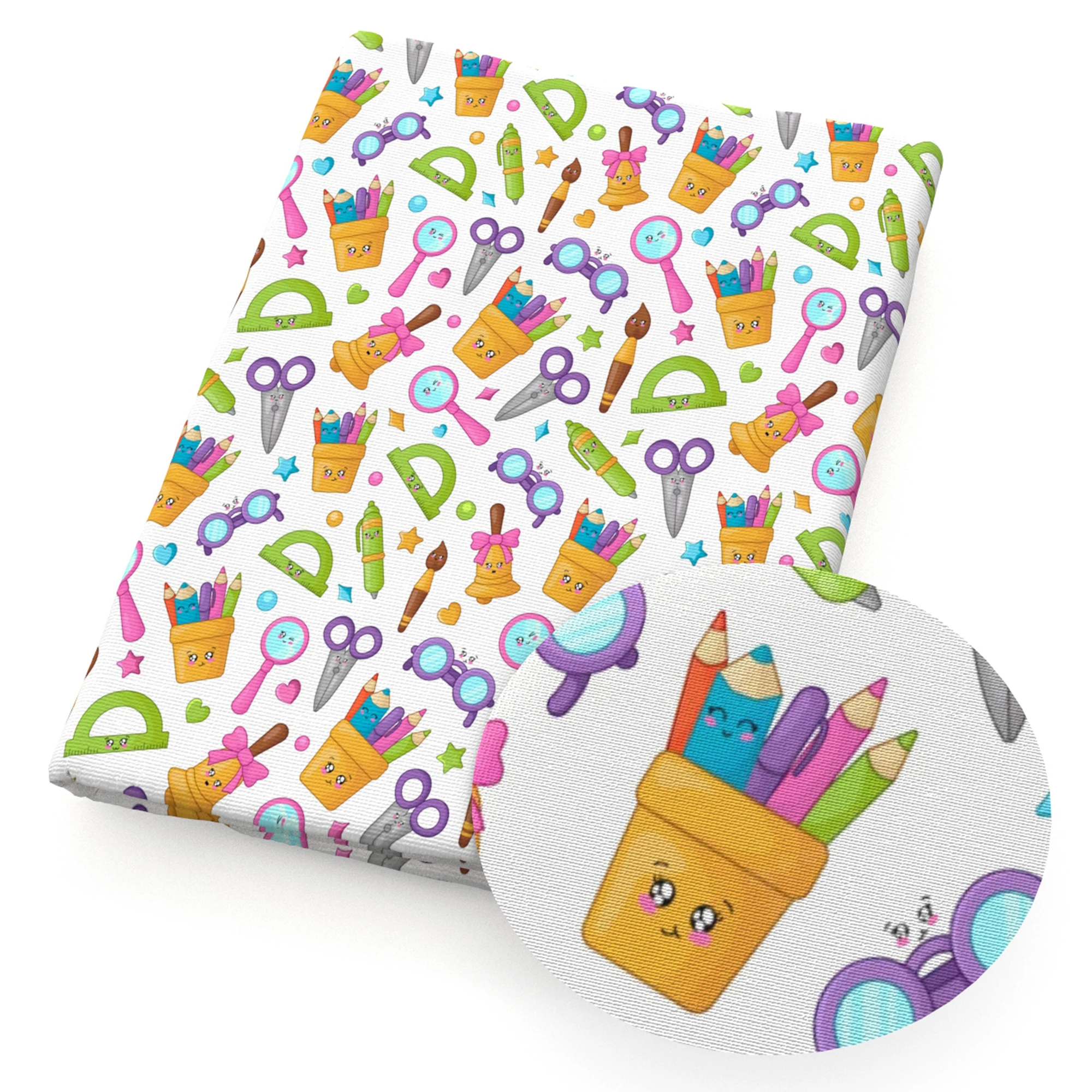 Back to School Pencil Book Printed Polyester Pure Cotton Material Patchwork Tissue Sewing Quilting Fabrics Needlework DIY Cloth