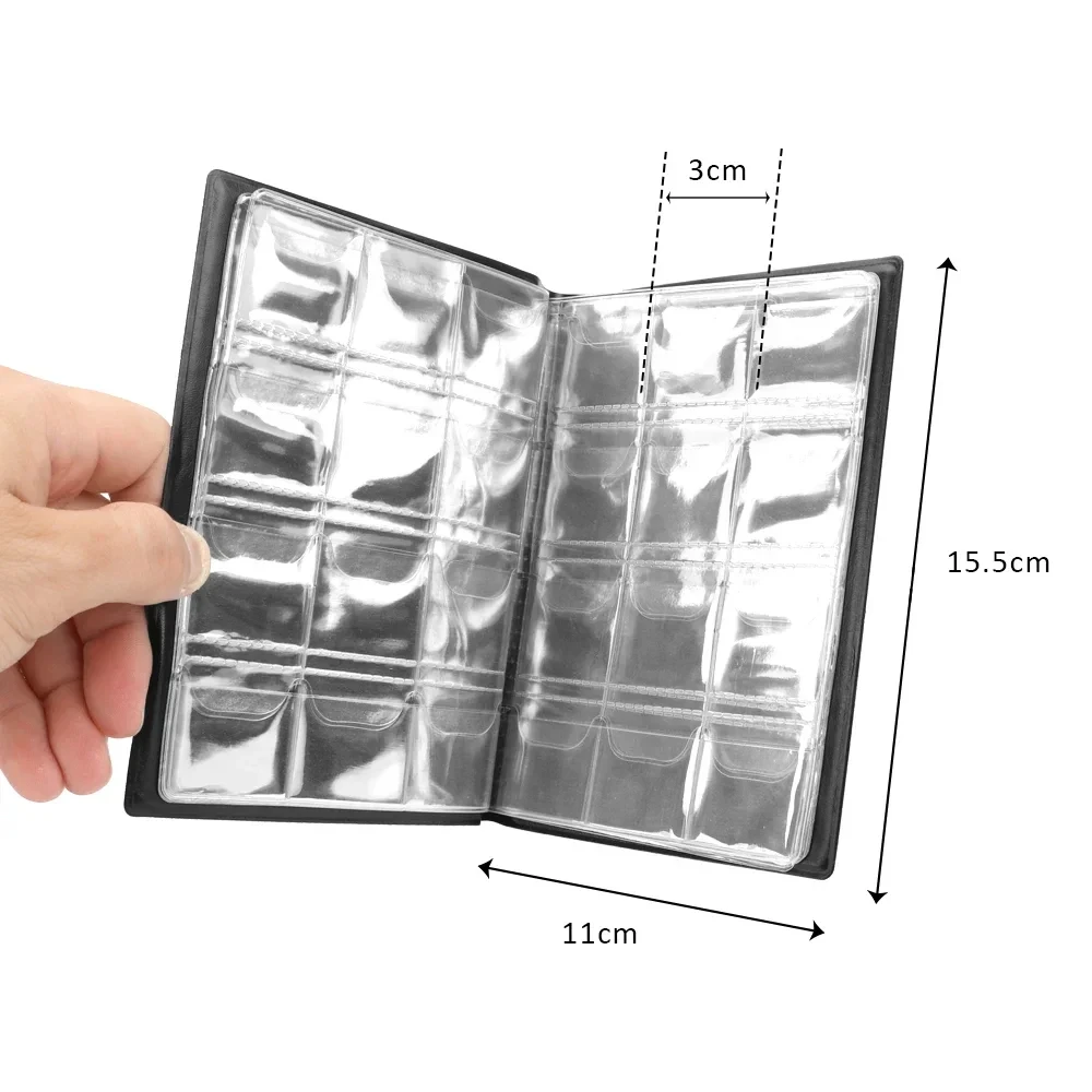 120 Pockets Artificial PU Leather Coins Collection Album Book Collecting Money Organizer Storage Bags PVC Film