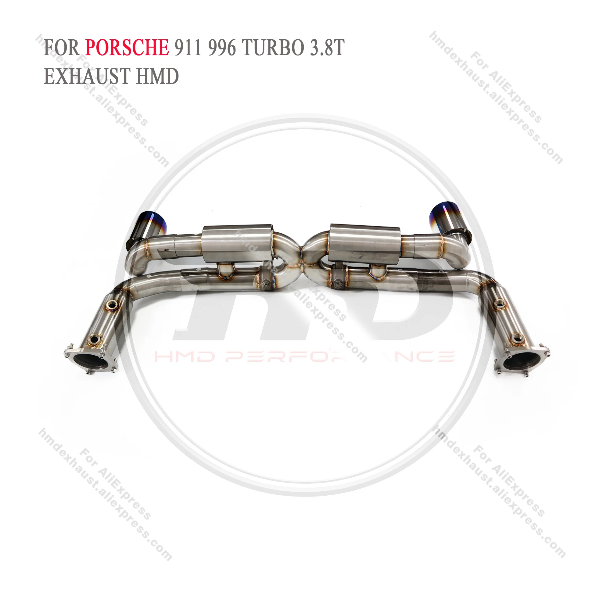 Sistema di scarico HMD Catback ad alte prestazioni in acciaio inossidabile per silenziatore Porsche 911 996 Turbo 3.8T con valvola