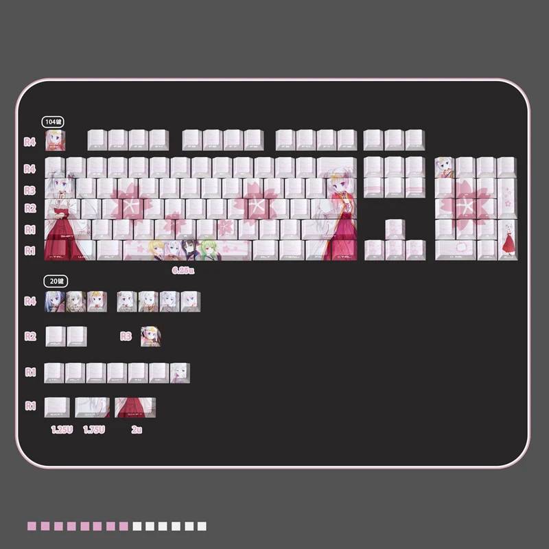 

125 Keys Senren Banka Tomotake Yoshino Keycaps PBT Dye Subbed Anime Cartoon Key Caps Cherry Profile Backlit Keycap For MX Switch