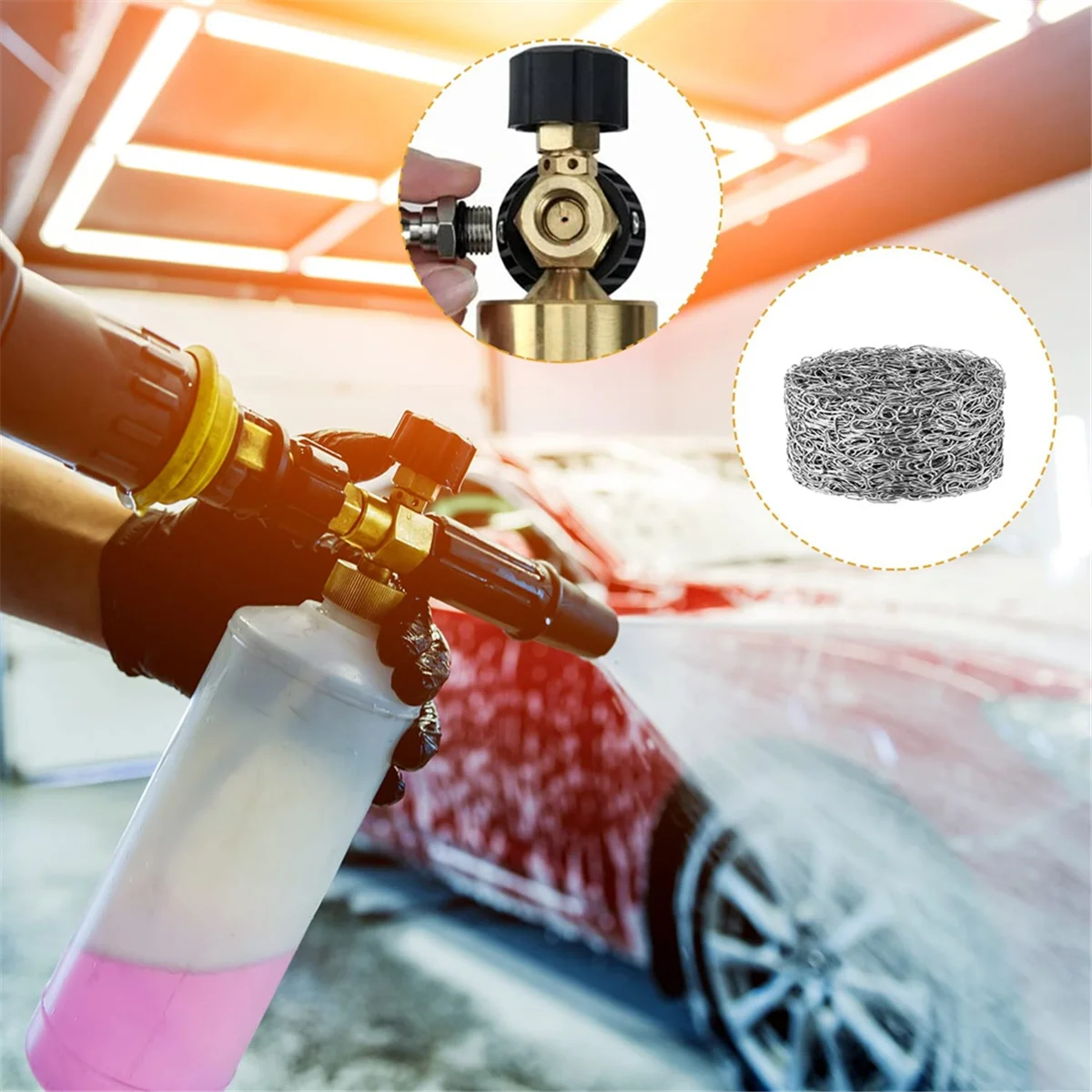 ABNJ 4 Pieces 1.1 mm Foam Cannon Orifice Nozzle and 8 Pieces Foam Maker, High Replacement Thread Nozzle 3000 PSI