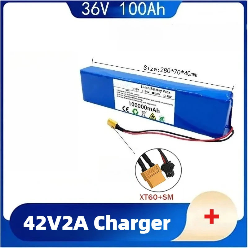 36V 100Ah 10S3P 18650 Battery Pack for Xiaomi Mijia M365 Pro Electric Scooter Ebike Rechargeable Battery with BMS+42V2A Charger