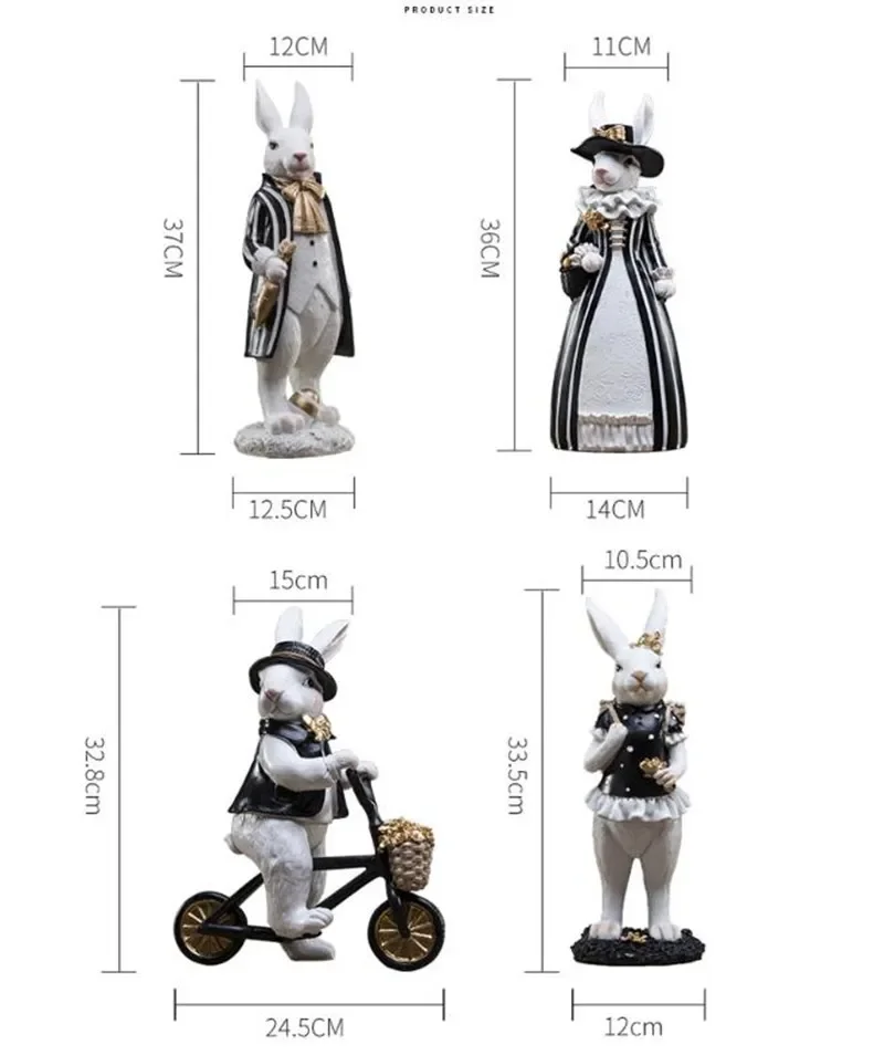 Creative Resin Crafts Rabbit Family Statue Cute Table Ornaments Home Decoration Accessories Birthday Gifts