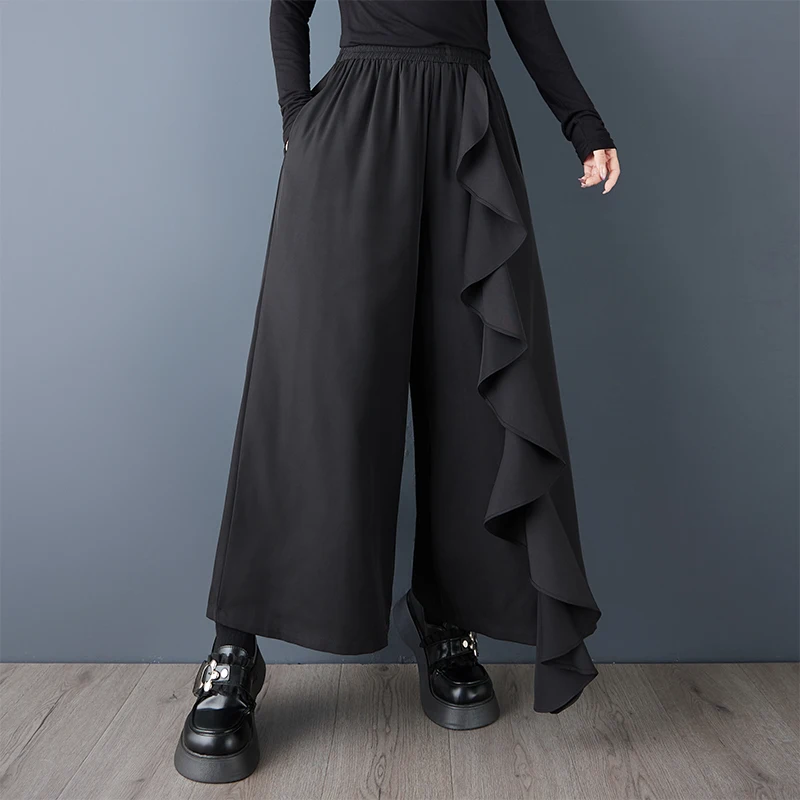 Pantalones informales k Sle, pantalones holgados de pierna ancha con diseño de retales, primavera y otoño, nuevos pantalones versátiles adelgazantes Sle Faion para mujer