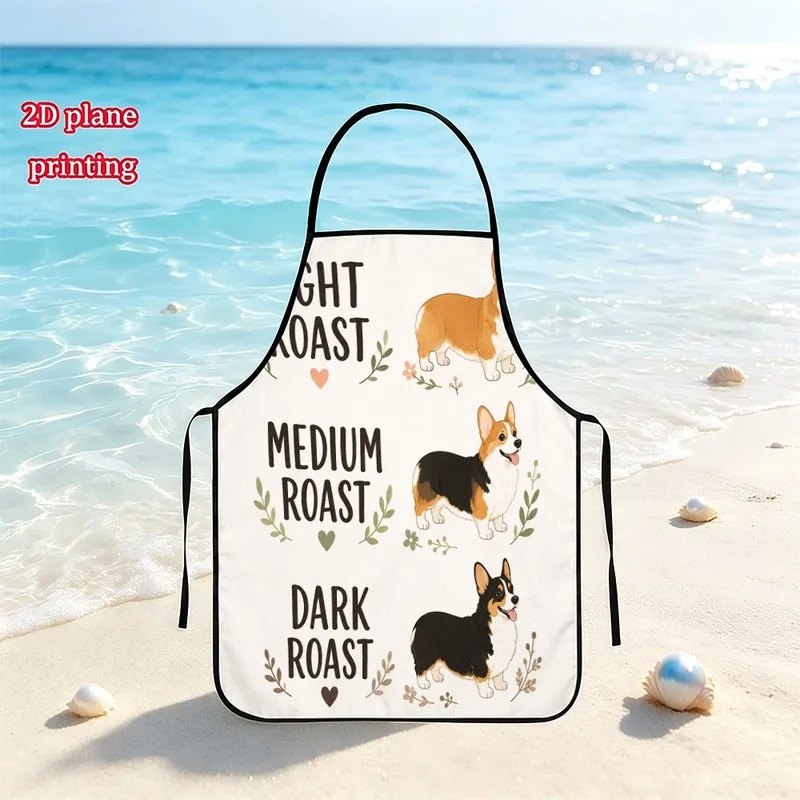 1PC【Apron】2DFlat effect，Printed with cute corgi dogs and a baking theme design，Combines both leisure and practical features，Suit
