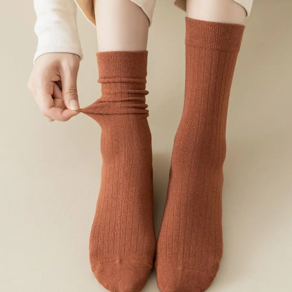 Women Breathable Mid-calf Socks Cozy Mid-calf Socks for Women High Elasticity Breathable Design Soft Warmth for Fall Winter