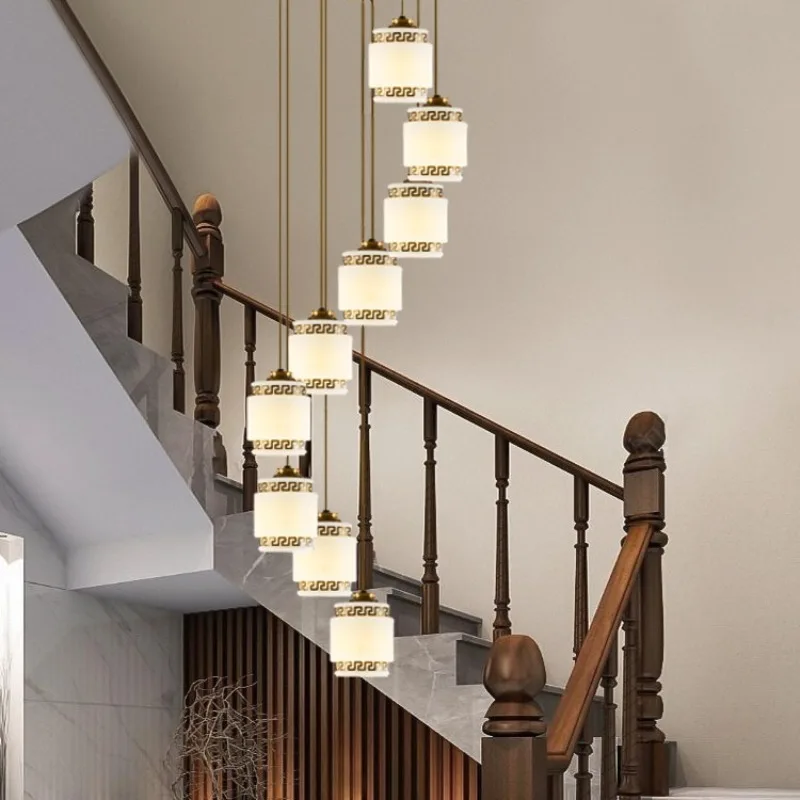 Villa staircase rotating hollow long hanging duplex floor