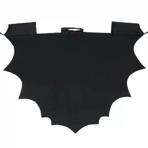 Black Bat Shaped Cape Costume Set Connected Cape with Sleeves Fancy Cosplay Outfit for Halloween Masquerade Stage