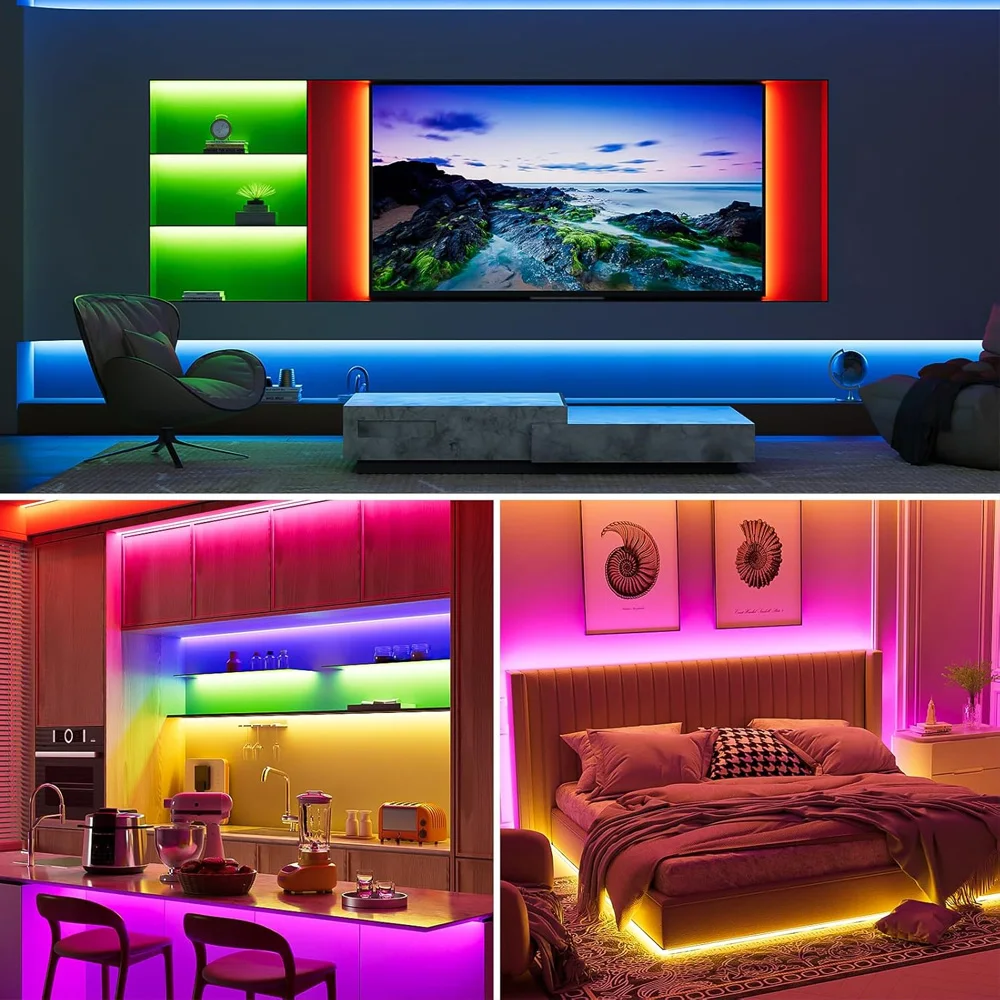 TUYA WiFi COB RGB + CCT Led قطاع 12 فولت 1 متر 2 متر 3 متر 4 متر 5 متر RGBCW عكس الضوء مرنة لتقوم بها بنفسك غرفة لعبة حفلة ضوء ديكور ل أليكسا جوجل المنزل