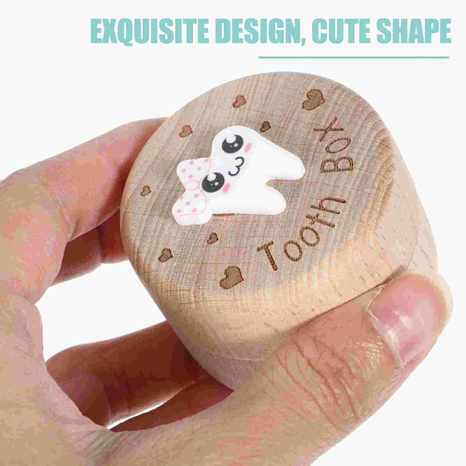 Tooth Keepsake Box Wooden Baby Memory Box For Tooth Carved Fairy Gifts Tooth Saver Teeth Commemorate Container For Boy Or Girl