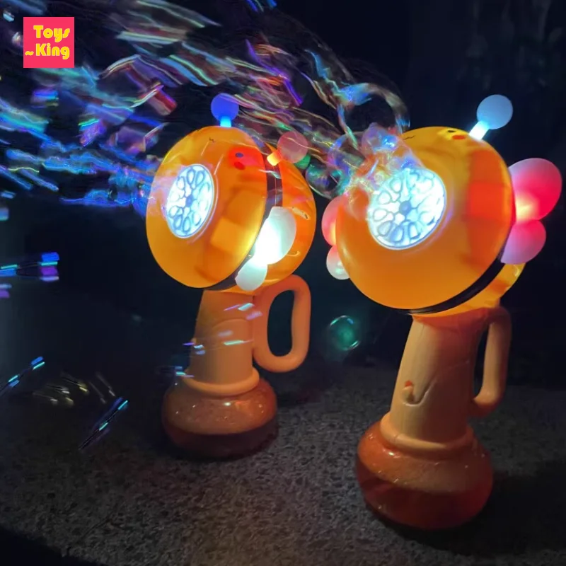 يده النحل تهز فقاعة بندقية مع أضواء الأطفال الصابون تهب آلة فقاعة في الهواء الطلق الاطفال لعب الفتيات لعبة حفل زفاف #1