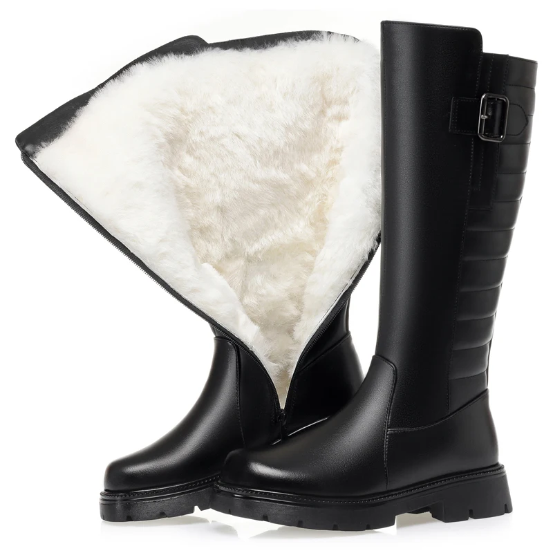 

AIYUQI Women's Winter Boots 2025 New Style, Natural Wool Warm Long Boots for Women, Large Size, Non-Slip Women's Riding Boots